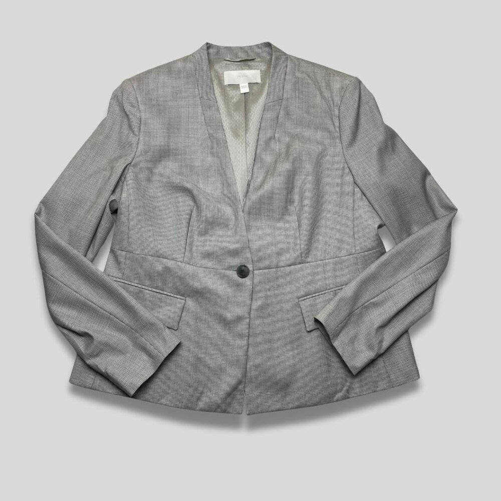 HUGO BOSS Women's Grey/White One Button Blazer Size 12